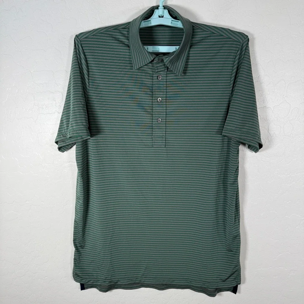 RLX‎ Ralph Lauren Polo Shirt Mens Medium Green Gray Golf Performance Stretch